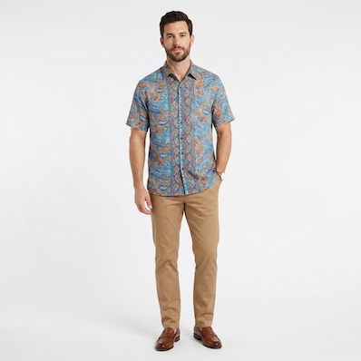 Men's Paisley Print Half Sleeve Shirt